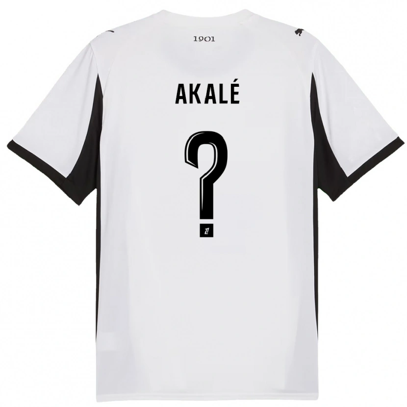 Danxen Enfant Maillot Joakim Akalé #0 Blanc Noir Tenues Extérieur 2025/26 T-Shirt