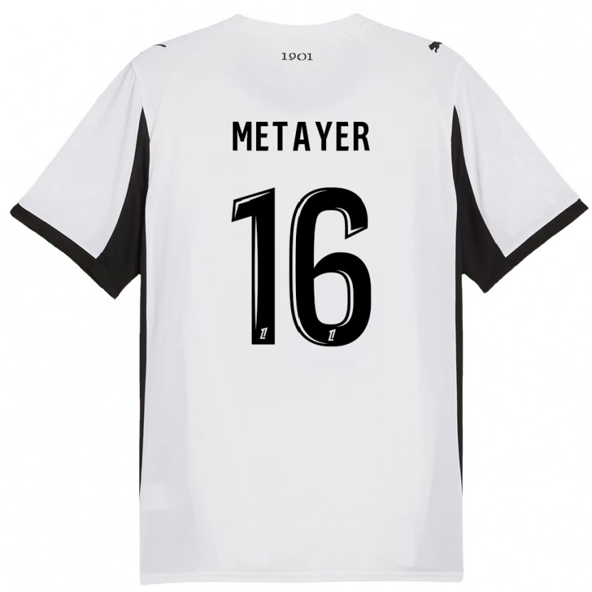 Danxen Enfant Maillot Maxence Metayer #16 Blanc Noir Tenues Extérieur 2025/26 T-Shirt