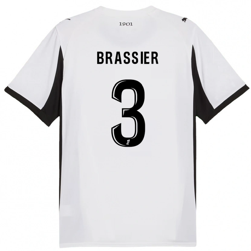 Danxen Enfant Maillot Lilian Brassier #3 Blanc Noir Tenues Extérieur 2025/26 T-Shirt