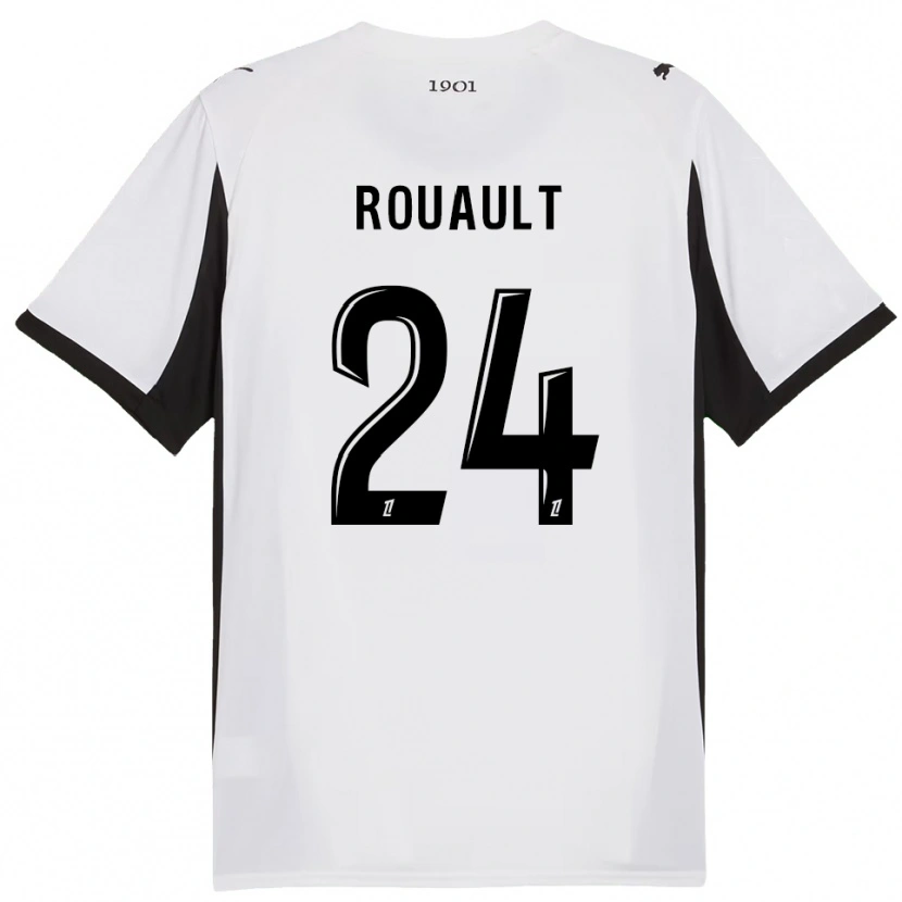 Danxen Enfant Maillot Anthony Rouault #24 Blanc Noir Tenues Extérieur 2025/26 T-Shirt