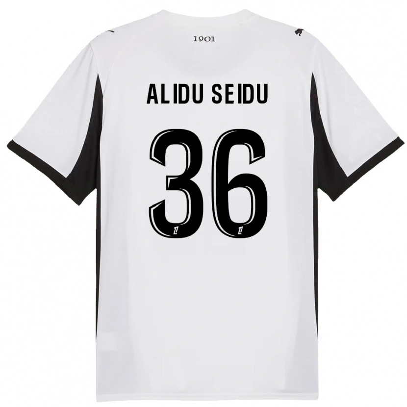Danxen Enfant Maillot Alidu Seidu #36 Blanc Noir Tenues Extérieur 2025/26 T-Shirt