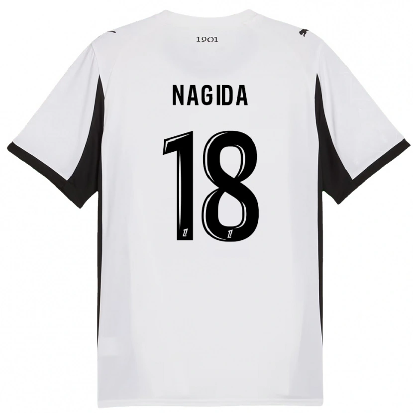 Danxen Enfant Maillot Mahamadou Nagida #18 Blanc Noir Tenues Extérieur 2025/26 T-Shirt
