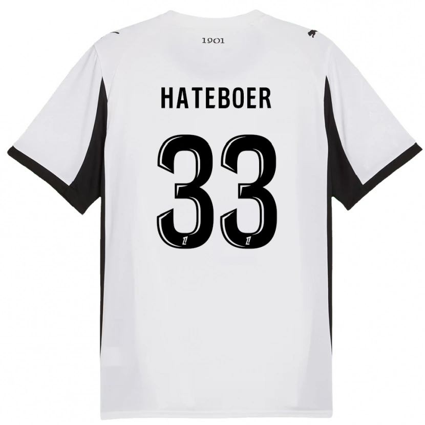 Danxen Enfant Maillot Hans Hateboer #33 Blanc Noir Tenues Extérieur 2025/26 T-Shirt