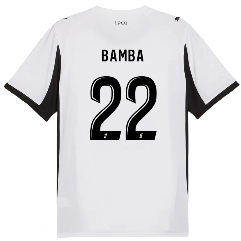 Danxen Enfant Maillot Rayan Bamba #22 Blanc Noir Tenues Extérieur 2025/26 T-Shirt