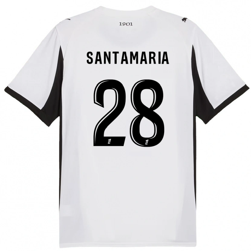 Danxen Enfant Maillot Baptiste Santamaria #28 Blanc Noir Tenues Extérieur 2025/26 T-Shirt