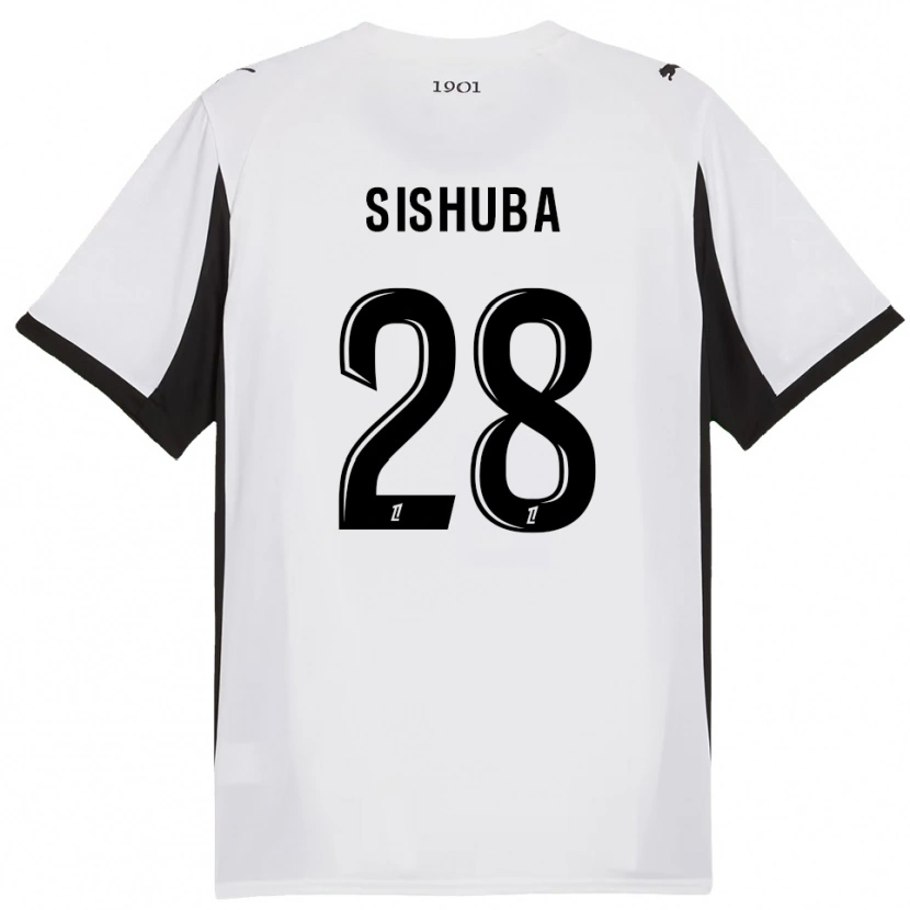 Danxen Enfant Maillot Ayanda Sishuba #28 Blanc Noir Tenues Extérieur 2025/26 T-Shirt
