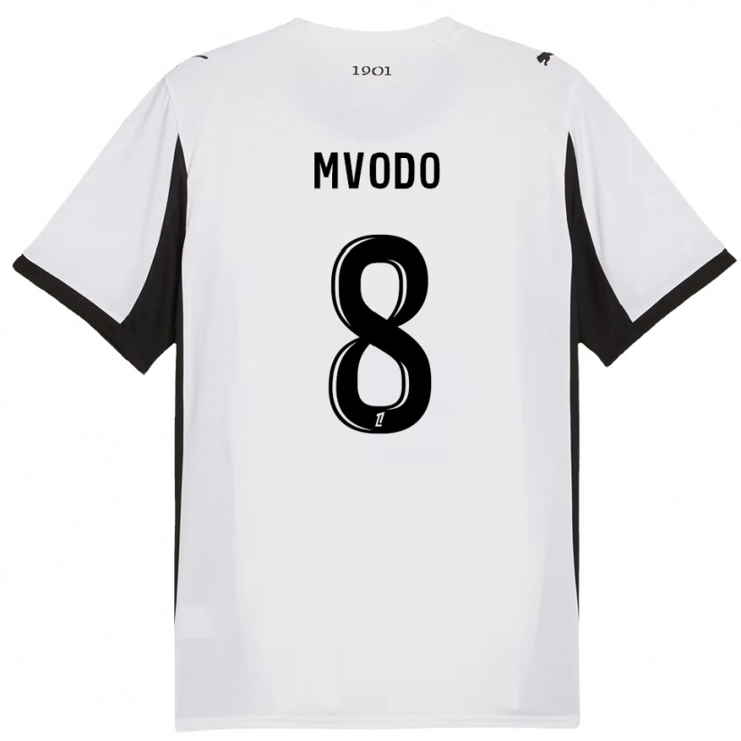 Danxen Enfant Maillot Steeve Mvodo Mvodo #8 Blanc Noir Tenues Extérieur 2025/26 T-Shirt