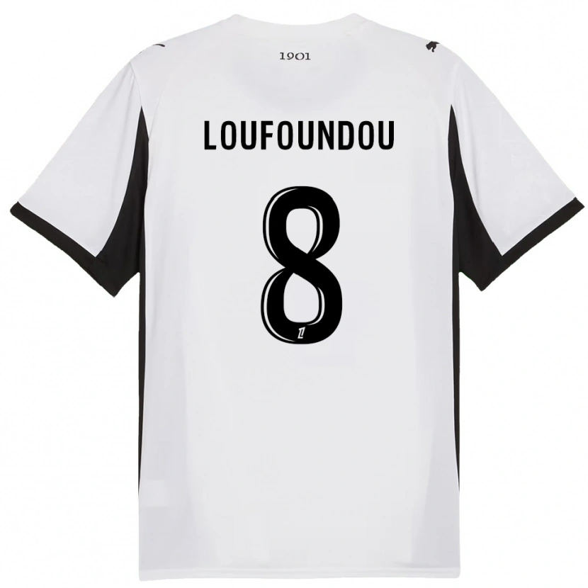 Danxen Enfant Maillot Noah Loufoundou #8 Blanc Noir Tenues Extérieur 2025/26 T-Shirt