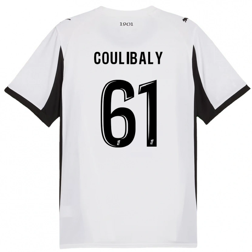 Danxen Enfant Maillot Joël-Emmanuel Coulibaly #61 Blanc Noir Tenues Extérieur 2025/26 T-Shirt