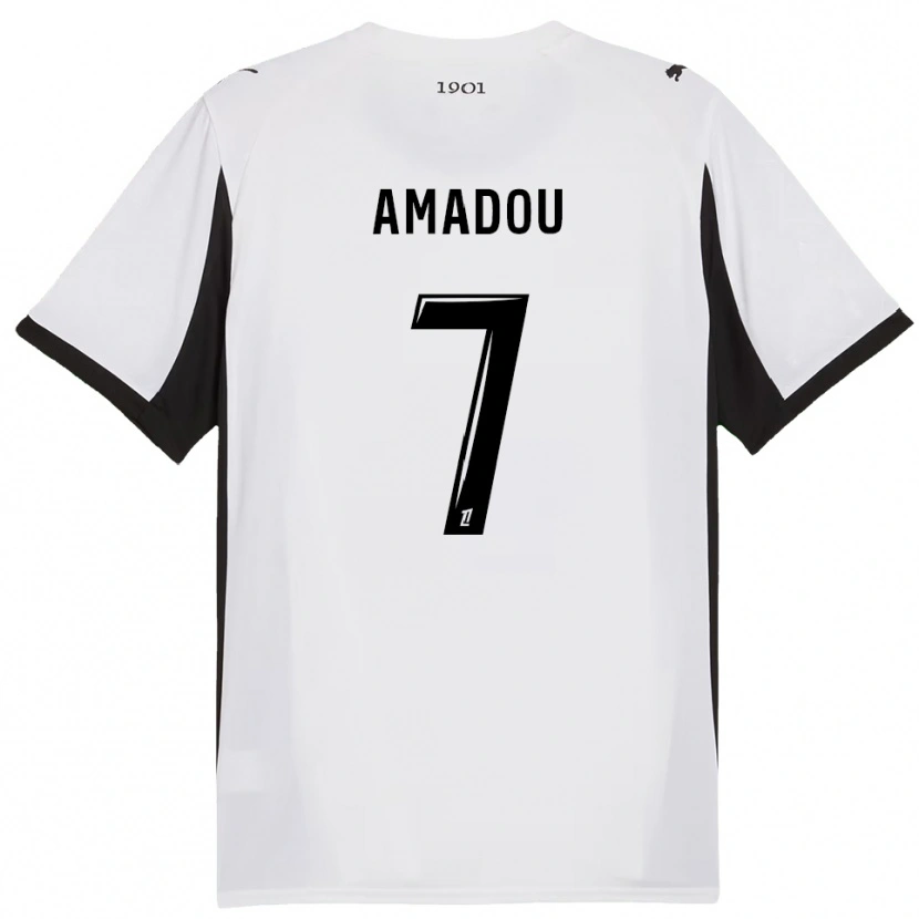 Danxen Enfant Maillot Amadou Diallo #7 Blanc Noir Tenues Extérieur 2025/26 T-Shirt