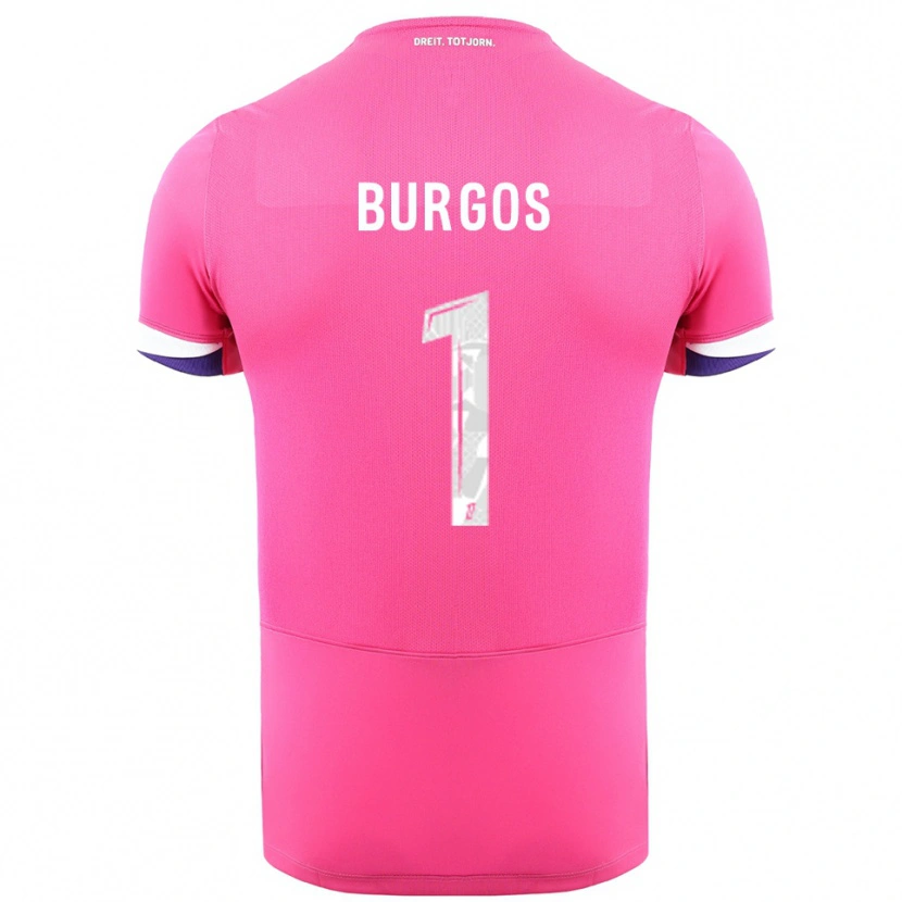 Danxen Enfant Maillot Diego Burgos #1 Rose Blanc Tenues Extérieur 2025/26 T-Shirt