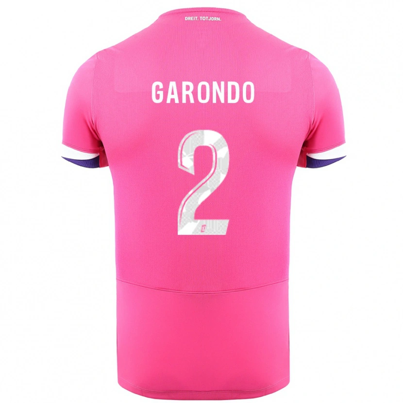 Danxen Enfant Maillot Thibaud Garondo #2 Rose Blanc Tenues Extérieur 2025/26 T-Shirt