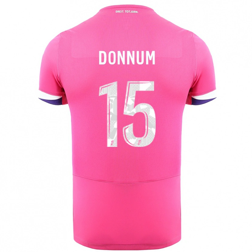 Danxen Enfant Maillot Aron Dønnum #15 Rose Blanc Tenues Extérieur 2025/26 T-Shirt