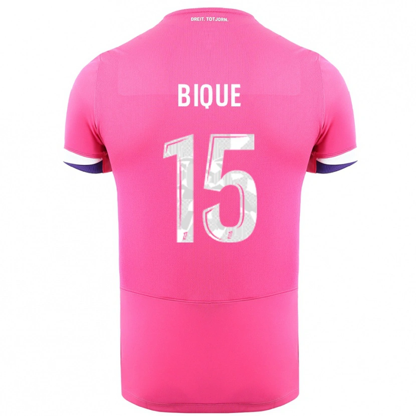 Danxen Enfant Maillot Darren Bique #15 Rose Blanc Tenues Extérieur 2025/26 T-Shirt