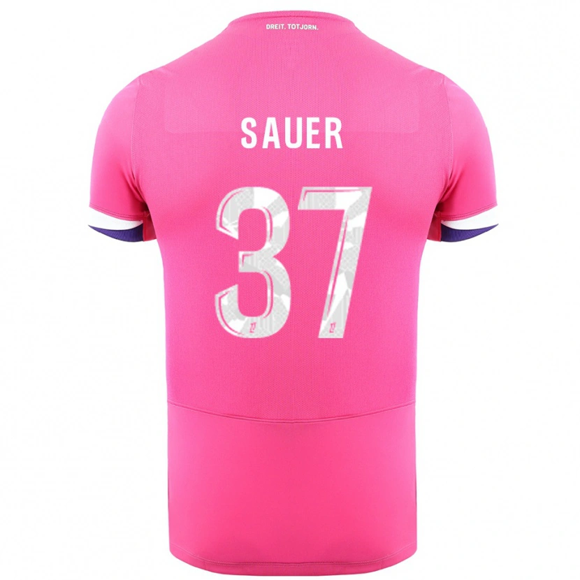 Danxen Enfant Maillot Mario Sauer #37 Rose Blanc Tenues Extérieur 2025/26 T-Shirt