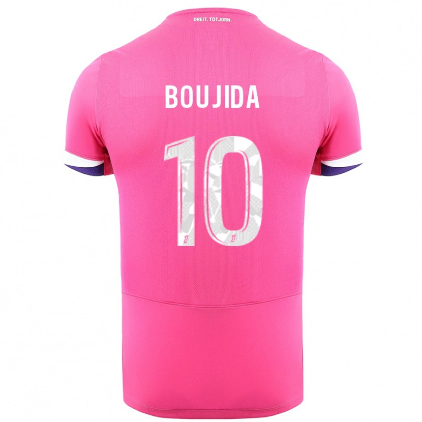 Danxen Enfant Maillot Hamza Boujida #10 Rose Blanc Tenues Extérieur 2025/26 T-Shirt
