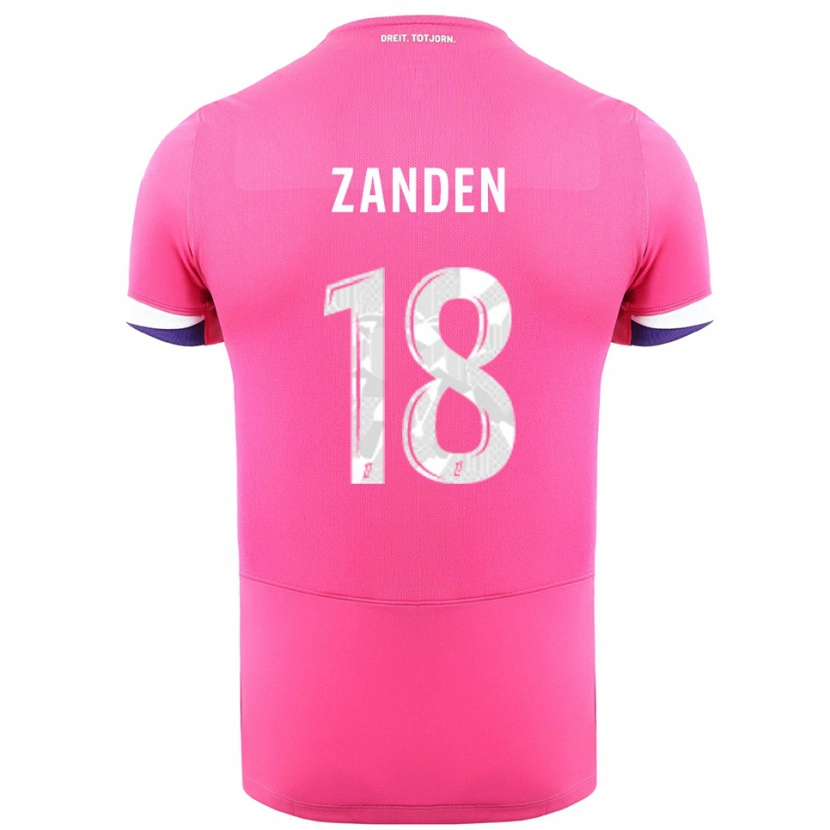 Danxen Enfant Maillot Oliver Zandén #18 Rose Blanc Tenues Extérieur 2025/26 T-Shirt