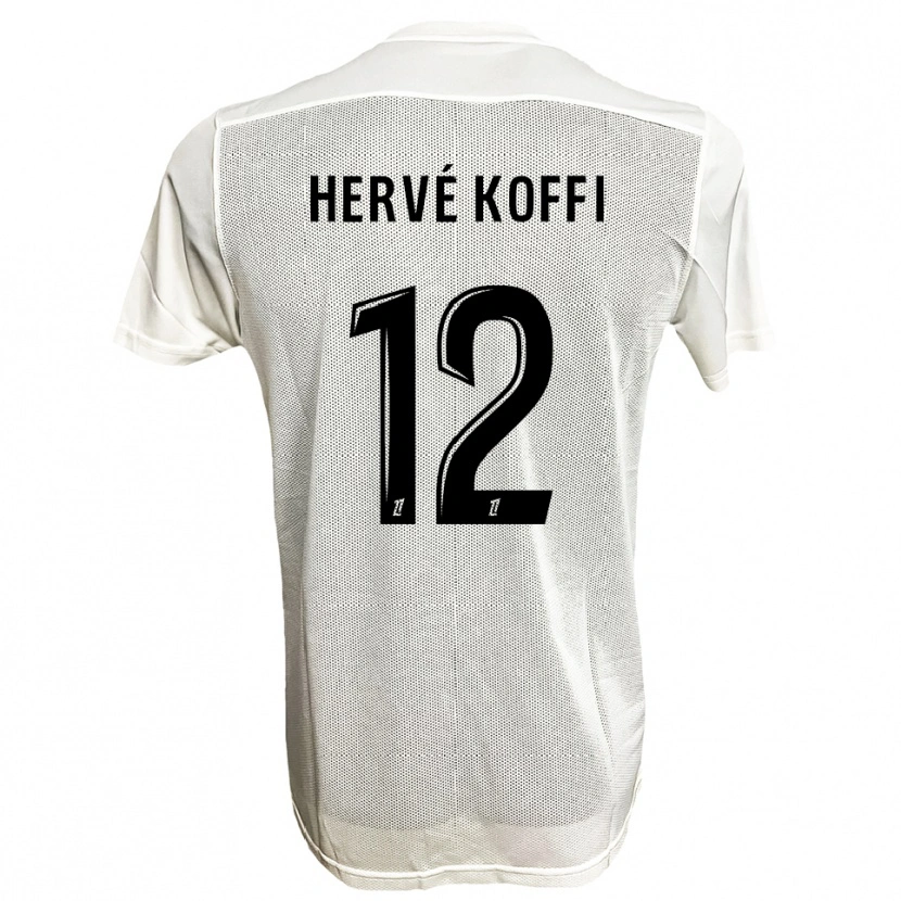 Danxen Enfant Maillot Hervé Koffi #12 Noir Blanc Tenues Extérieur 2025/26 T-Shirt