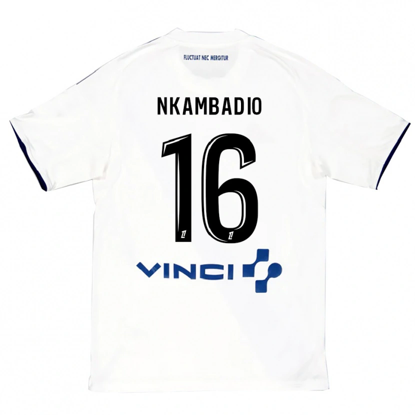 Danxen Enfant Maillot Obed Nkambadio #16 Blanc Bleu Tenues Extérieur 2025/26 T-Shirt