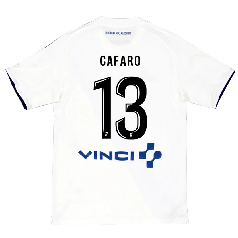 Danxen Enfant Maillot Mathieu Cafaro #13 Blanc Bleu Tenues Extérieur 2025/26 T-Shirt