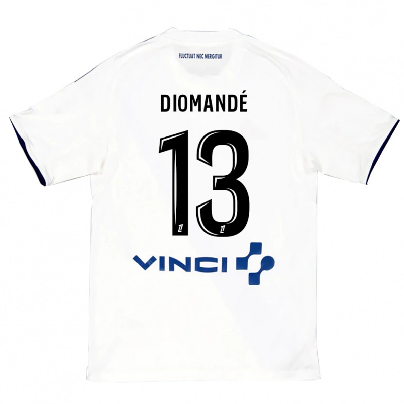 Danxen Enfant Maillot Vassancy Diomandé #13 Blanc Bleu Tenues Extérieur 2025/26 T-Shirt