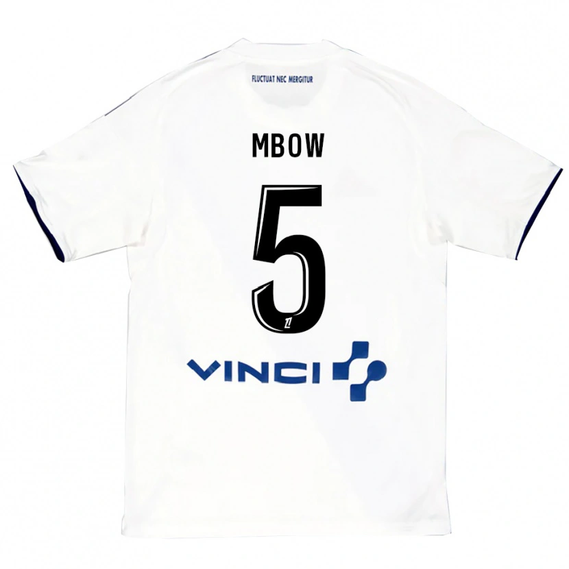 Danxen Enfant Maillot Moustapha Mbow #5 Blanc Bleu Tenues Extérieur 2025/26 T-Shirt