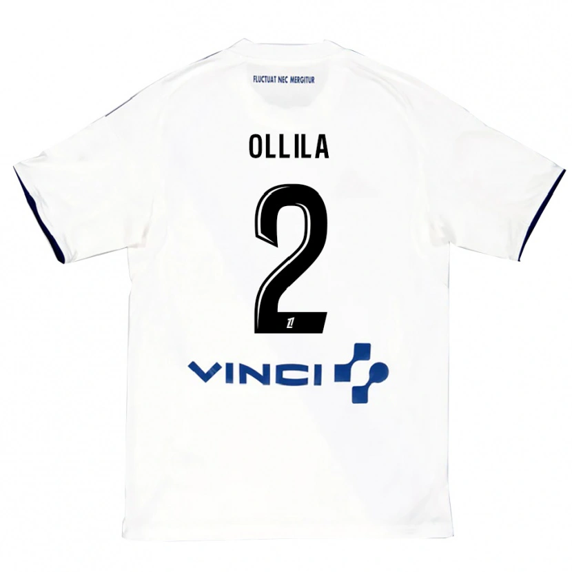 Danxen Enfant Maillot Tuomas Ollila #2 Blanc Bleu Tenues Extérieur 2025/26 T-Shirt