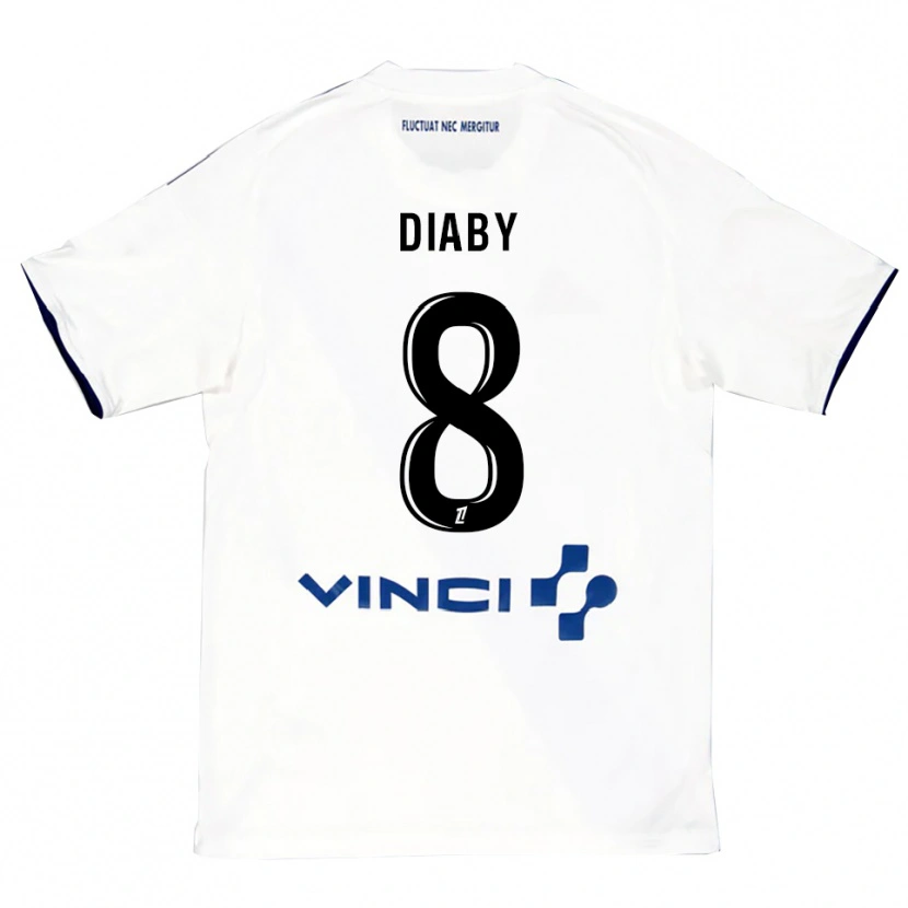 Danxen Enfant Maillot Aboubakar Diaby #8 Blanc Bleu Tenues Extérieur 2025/26 T-Shirt