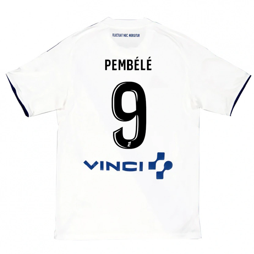 Danxen Enfant Maillot Andy Pembélé #9 Blanc Bleu Tenues Extérieur 2025/26 T-Shirt