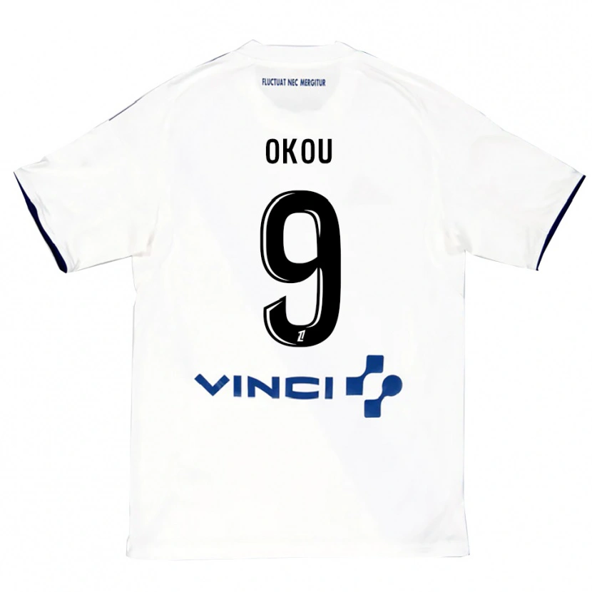 Danxen Enfant Maillot Christ Okou #9 Blanc Bleu Tenues Extérieur 2025/26 T-Shirt