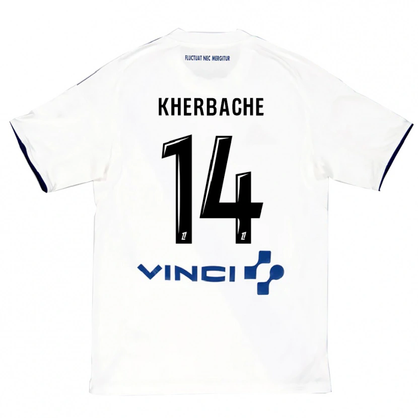 Danxen Enfant Maillot Yoann Kherbache #14 Blanc Bleu Tenues Extérieur 2025/26 T-Shirt