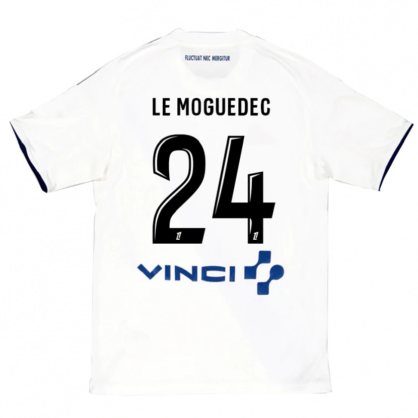 Danxen Enfant Maillot Anaële Le Moguedec #24 Blanc Bleu Tenues Extérieur 2025/26 T-Shirt