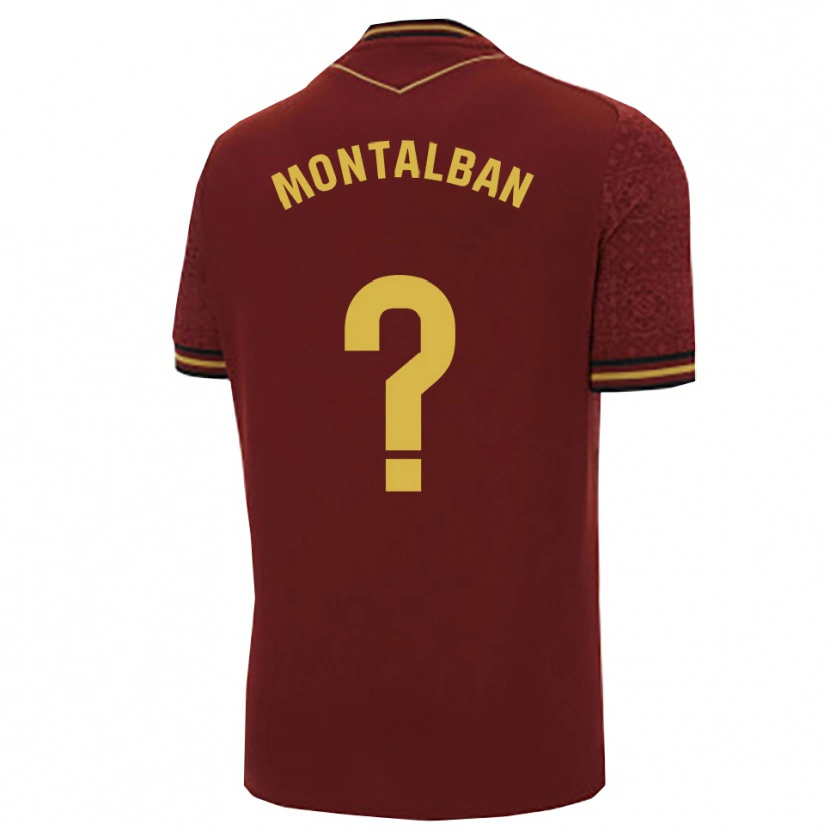 Danxen Enfant Maillot Sergio Montalbán #0 Bourgogne Or Tenues Extérieur 2025/26 T-Shirt