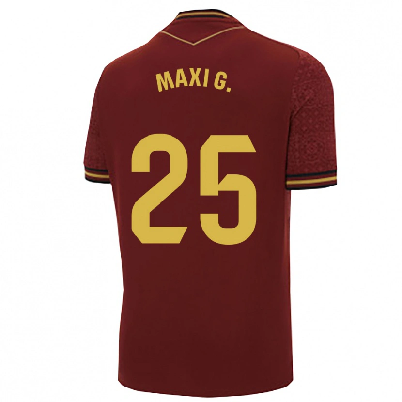 Danxen Enfant Maillot Maxi Gomez #25 Bourgogne Or Tenues Extérieur 2025/26 T-Shirt
