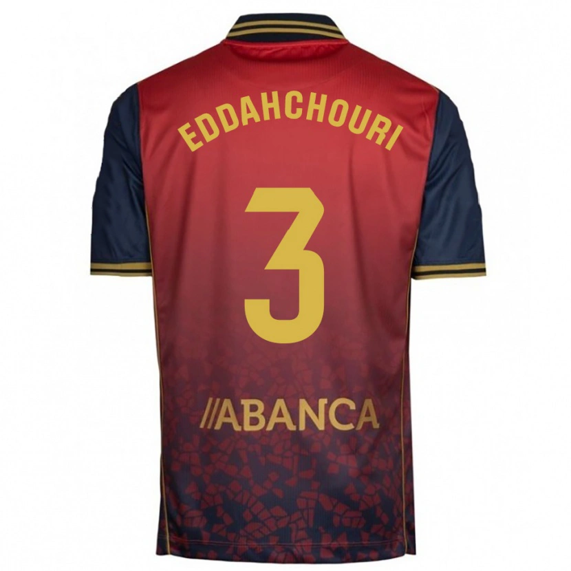 Danxen Enfant Maillot Zakaria Eddahchouri #3 Rouge Marine Tenues Extérieur 2025/26 T-Shirt