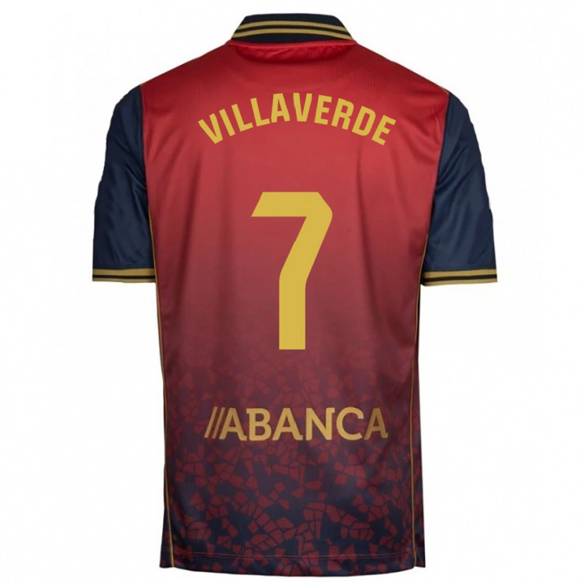 Danxen Enfant Maillot Hugo Villaverde #7 Rouge Marine Tenues Extérieur 2025/26 T-Shirt