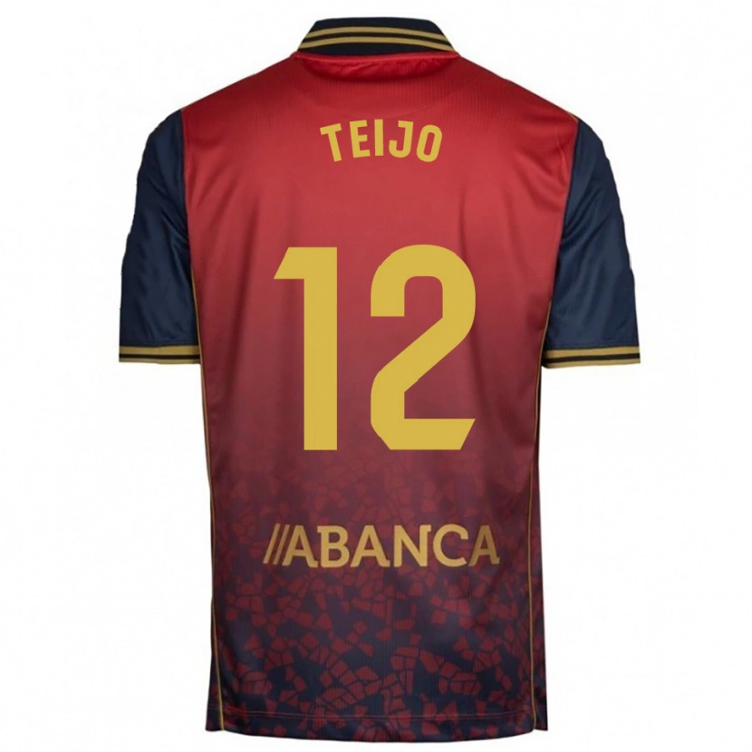 Danxen Enfant Maillot Quique Teijo #12 Rouge Marine Tenues Extérieur 2025/26 T-Shirt