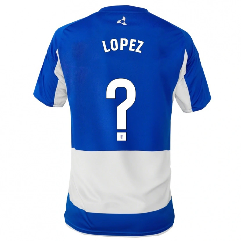 Danxen Enfant Maillot Hugo López #0 Bleu Blanc Tenues Extérieur 2025/26 T-Shirt