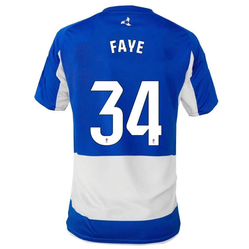 Danxen Enfant Maillot Souleymane Faye #34 Bleu Blanc Tenues Extérieur 2025/26 T-Shirt