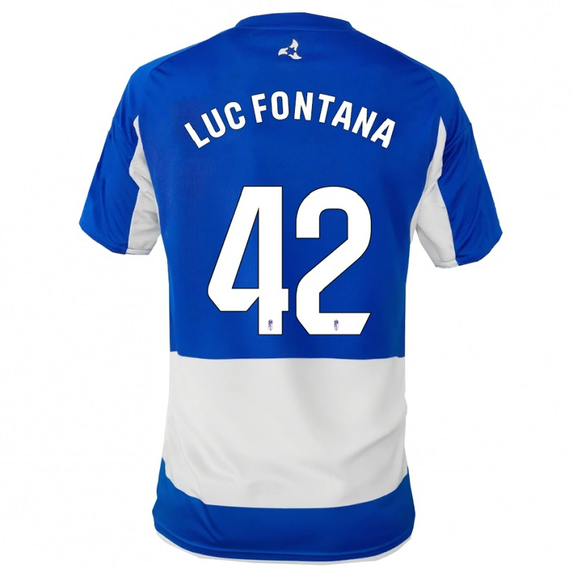 Danxen Enfant Maillot Jean Luc Fontana #42 Bleu Blanc Tenues Extérieur 2025/26 T-Shirt