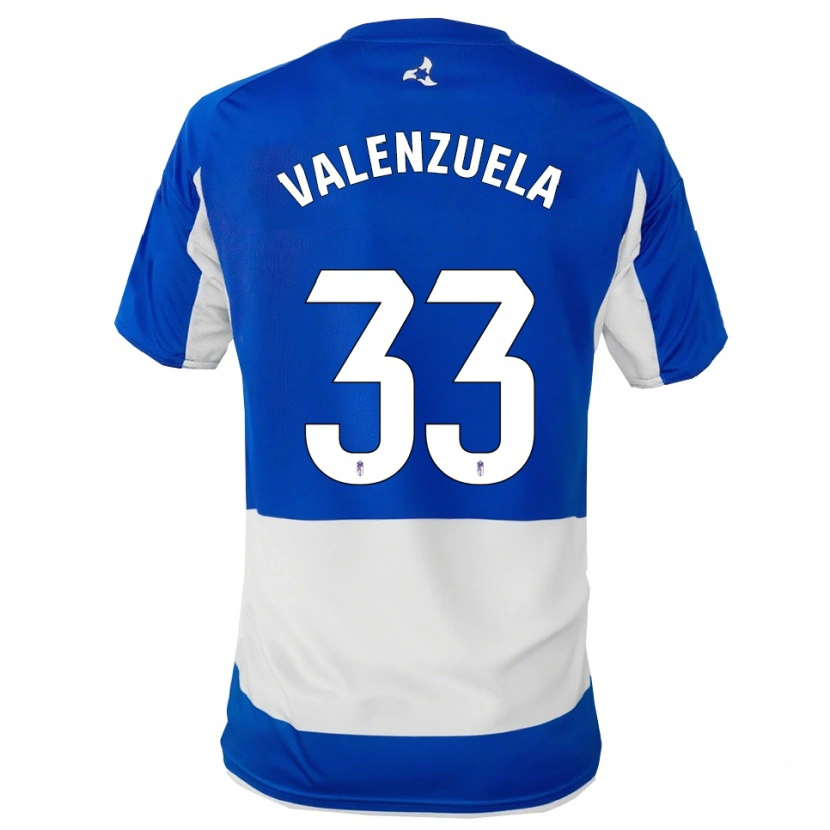 Danxen Enfant Maillot Adrián Valenzuela #33 Bleu Blanc Tenues Extérieur 2025/26 T-Shirt