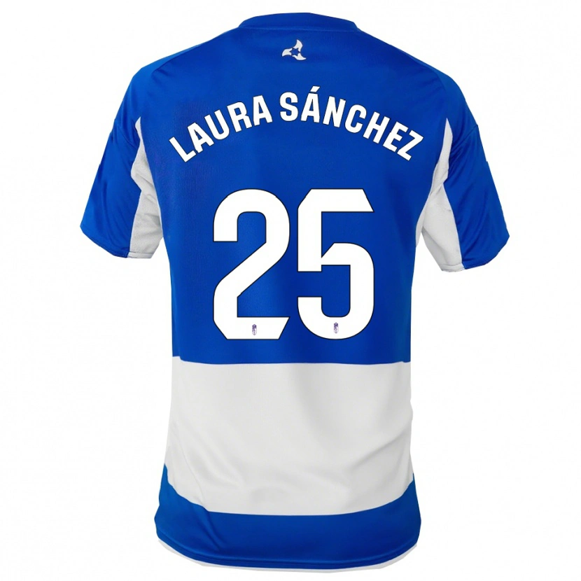 Danxen Enfant Maillot Laura Sánchez Comuñas #25 Bleu Blanc Tenues Extérieur 2025/26 T-Shirt