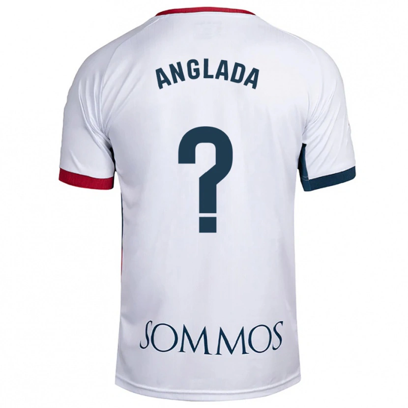 Danxen Enfant Maillot Hugo Anglada #0 Blanc Rouge Tenues Extérieur 2025/26 T-Shirt