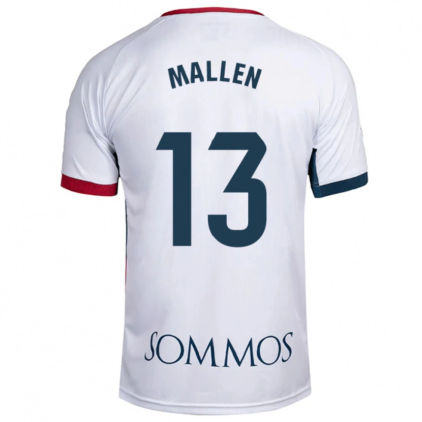 Danxen Enfant Maillot Lucía Mallén #13 Blanc Rouge Tenues Extérieur 2025/26 T-Shirt