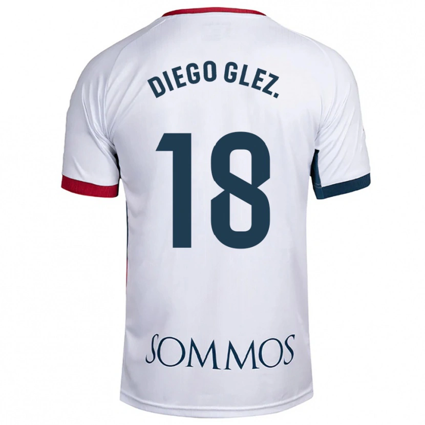 Danxen Enfant Maillot Diego González #18 Blanc Rouge Tenues Extérieur 2025/26 T-Shirt