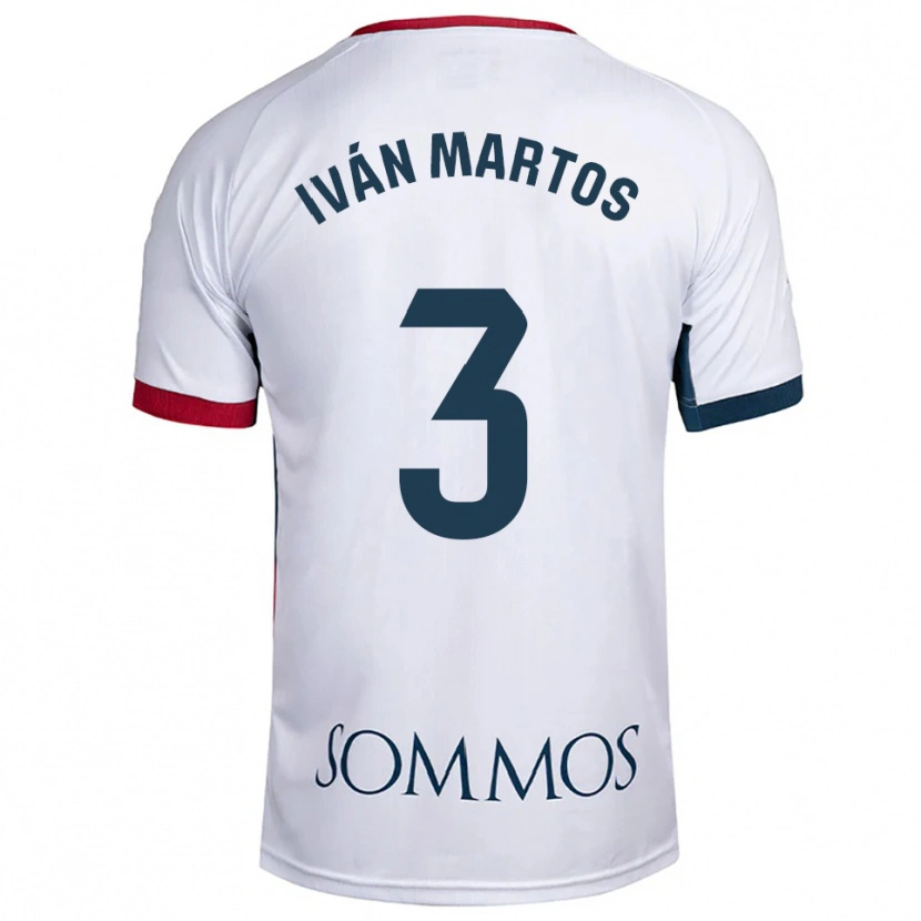 Danxen Enfant Maillot Iván Martos #3 Blanc Rouge Tenues Extérieur 2025/26 T-Shirt