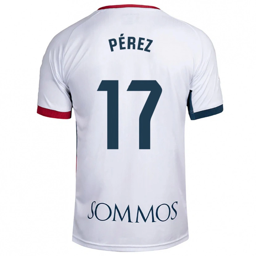 Danxen Enfant Maillot Ángel Pérez #17 Blanc Rouge Tenues Extérieur 2025/26 T-Shirt
