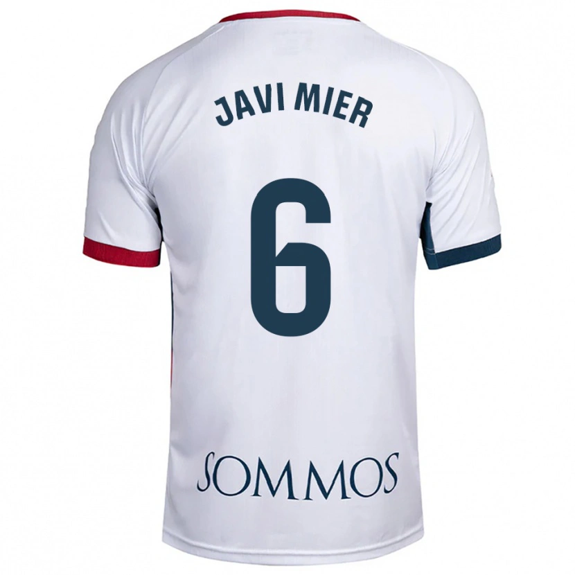 Danxen Enfant Maillot Javi Mier #6 Blanc Rouge Tenues Extérieur 2025/26 T-Shirt