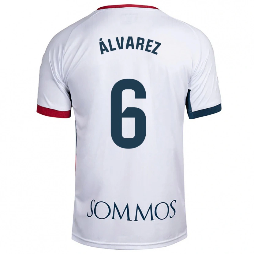 Danxen Enfant Maillot Jesús Álvarez #6 Blanc Rouge Tenues Extérieur 2025/26 T-Shirt