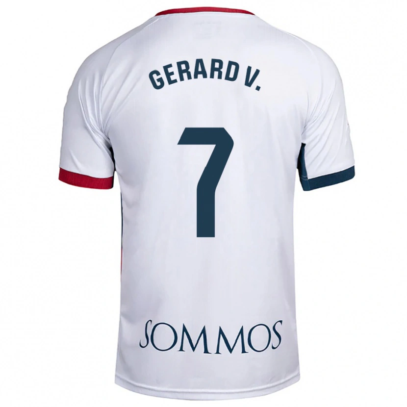 Danxen Enfant Maillot Gerard Valentín #7 Blanc Rouge Tenues Extérieur 2025/26 T-Shirt